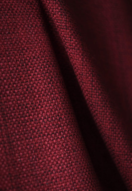 Handwoven Reversible Mulberry Silk Fabric, Black & Garnet Double-Sided Luxury Silk, 45” Wide, 285 GSM