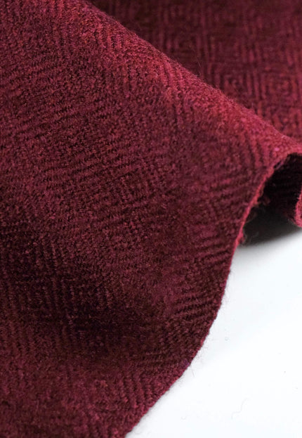 Burgundy & Olive Pure Yak Wool Tweed Fabric, 54” Wide, 320 GSM