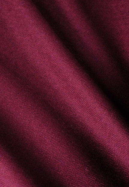 Burgundy & Olive Pure Yak Wool Tweed Fabric, 54” Wide, 320 GSM