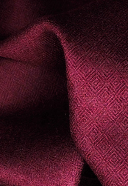 Burgundy & Olive Pure Yak Wool Tweed Fabric, 54” Wide, 320 GSM
