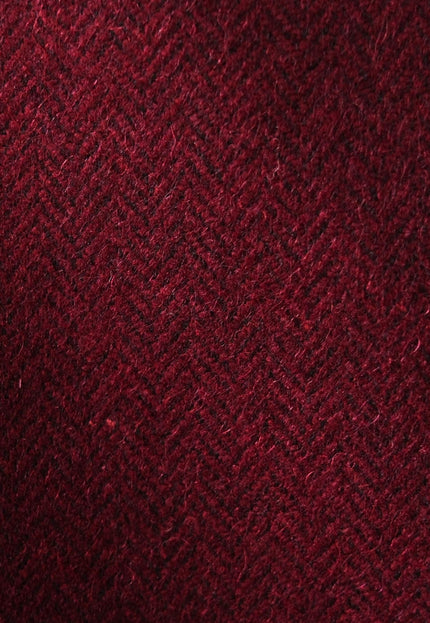 Mulberry Claret Herringbone Wool Tweed Fabric, 58” Wide, 350 GSM