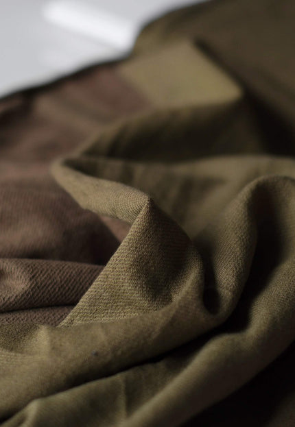 Naturally Dyed Olive Brown Handwoven Cotton Denim Fabric, 44" wide, 210 GSM