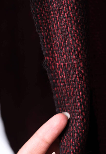 Handwoven Reversible Mulberry Silk Fabric, Black & Garnet Double-Sided Luxury Silk, 45” Wide, 285 GSM