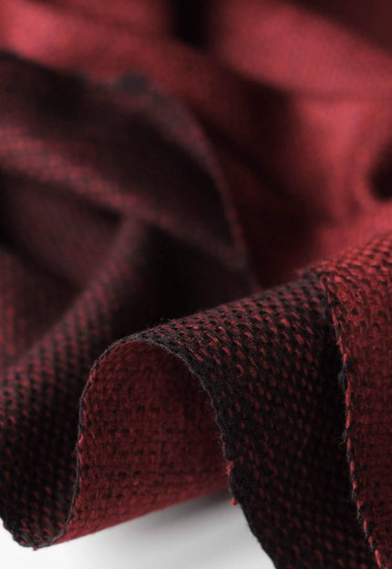 Handwoven Reversible Mulberry Silk Fabric, Black & Garnet Double-Sided Luxury Silk, 45” Wide, 285 GSM