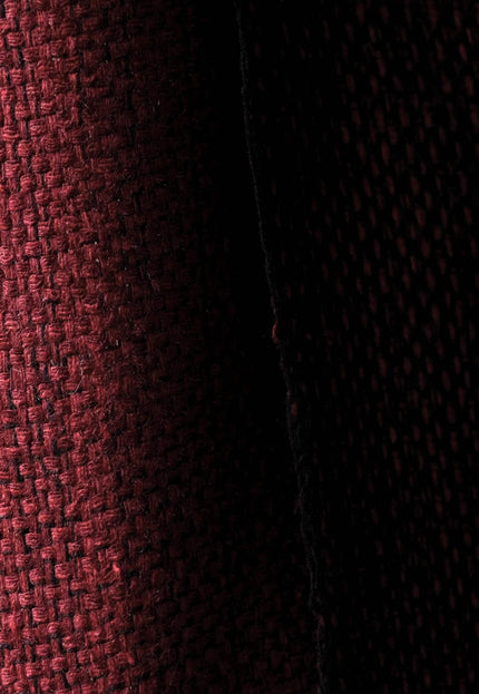 Handwoven Reversible Mulberry Silk Fabric, Black & Garnet Double-Sided Luxury Silk, 45” Wide, 285 GSM