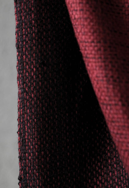Handwoven Reversible Mulberry Silk Fabric, Black & Garnet Double-Sided Luxury Silk, 45” Wide, 285 GSM
