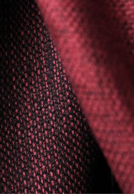 Handwoven Reversible Mulberry Silk Fabric, Black & Garnet Double-Sided Luxury Silk, 45” Wide, 285 GSM