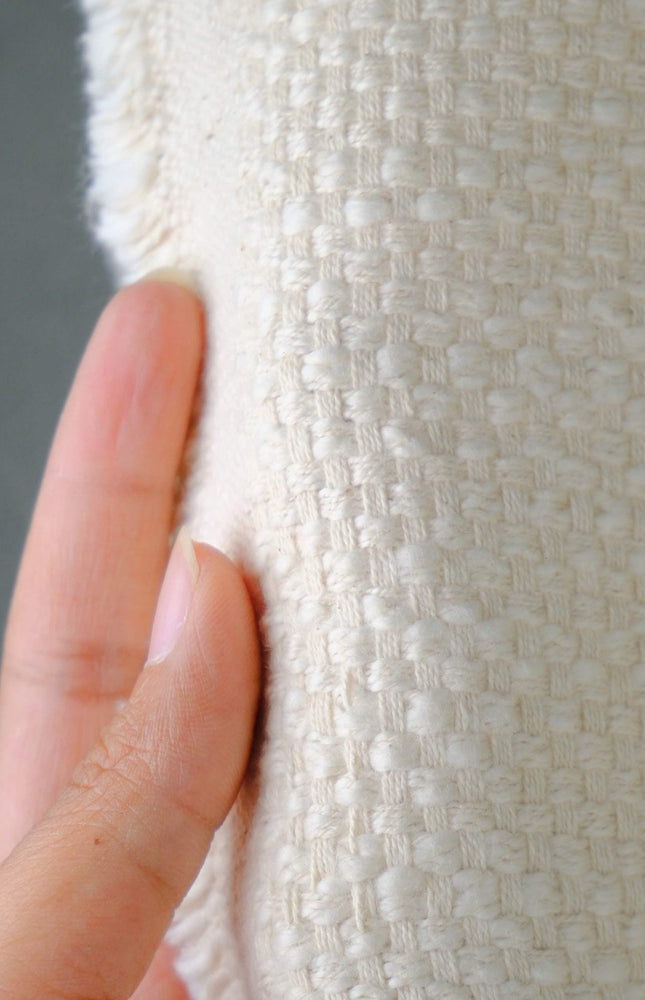 Handwoven Sashiko-Inspired Kala Cotton & Kutch Wool Fabric, 52” Wide, 600 GSM