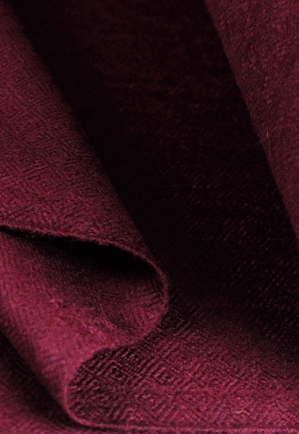 Burgundy & Olive Pure Yak Wool Tweed Fabric, 54” Wide, 320 GSM