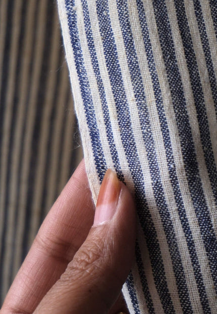 Pure Indigo Striped Kala Cotton Fabric, 44” Wide, 120 GSM