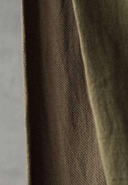 Naturally Dyed Olive Brown Handwoven Cotton Denim Fabric, 44" wide, 210 GSM
