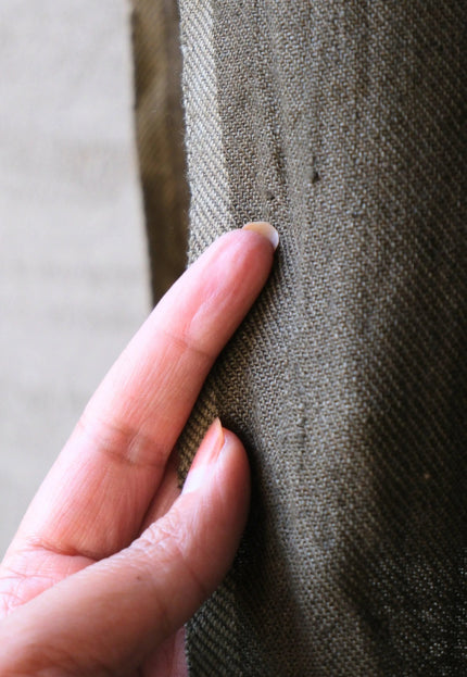 Military Green & Indigo Merino Wool - Linen Fabric | 54” Wide | 220 GSM
