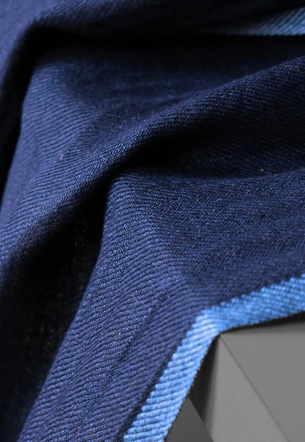 Military Green & Indigo Merino Wool - Linen Fabric | 54” Wide | 220 GSM
